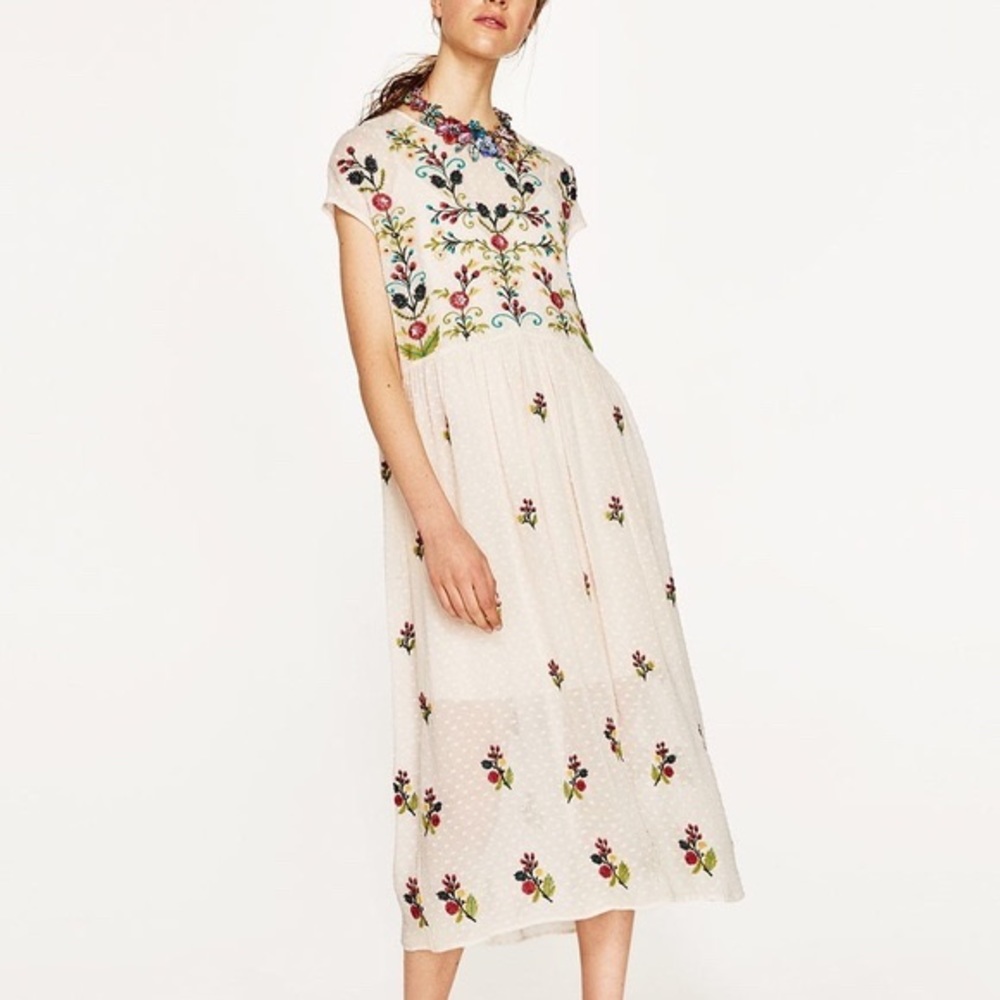 Zara Plumetis Embroidered Dress - Picture 2 of 9